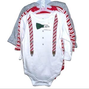 4/$25 - NWT Little Treasure Christmas Holiday‎ Long Sleeve Onesie Multipack